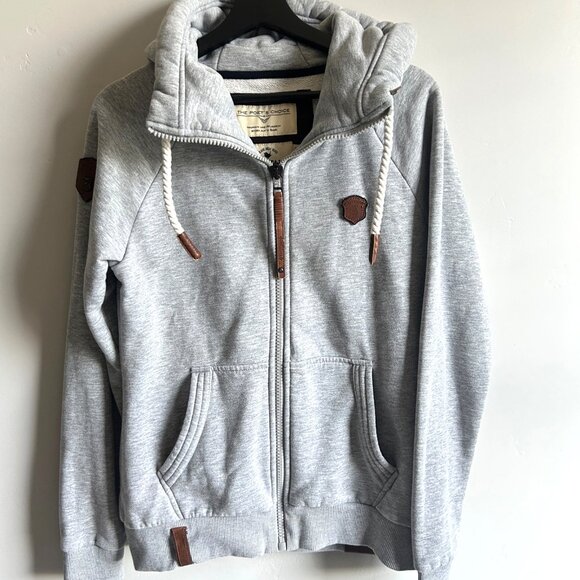 Naketano The Poets Choice Hoodie Womens Large Gray Full Zip Jacket Casual - Picture 1 of 16